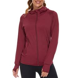 AMZSPORT Damen Laufjacke Sportjacke Langarm Trainingsjacke Sweatjacke für Yoga Fitness, Rot M von AMZSPORT