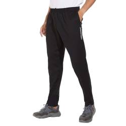 AMZSPORT Herren Jogginghose Lang mit Reißverschlusstaschen, Sportliche Trainingshose für Aktive Freizeitgestaltung, 09-Black S von AMZSPORT