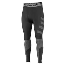 AMZSPORT Herren Kompressionshose Schnelltrocknende Laufhose Sporthose Trainingshose - Schwarz L von AMZSPORT