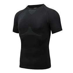 AMZSPORT Herren Kompressionsshirt Kurzarm Atmungsaktiv Funktionsshirt für Fitness Workout Laufen, Schwarz, S von AMZSPORT