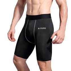 AMZSPORT Herren Kompressionsshorts Kurze Kompressionshose Compression Tights Lauf-Shorts Leggings Atmungsaktive Sportunterwäsche für Laufen, Schwarz S von AMZSPORT