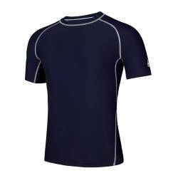 AMZSPORT Herren Rash Guard Shirt, UPF 50+ UV Schutz Kurzarm T-Shirt, Schnelltrocknendes Sonnenschutz Vest für Surf, Schwimmen, Angeln, Laufen, Blaue Marine, M von AMZSPORT