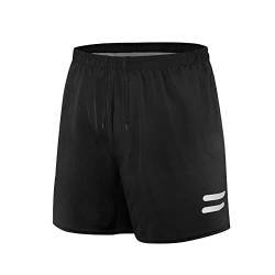 AMZSPORT Herren Sport Shorts Sporthose Laufhose Kurz mit Reißverschlusstasch, Schwarz XL von AMZSPORT
