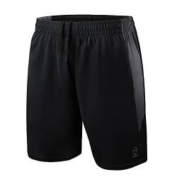 AMZSPORT Shorts Herren Sport Kurze Hose Atmungsaktiv Sporthose Laufhose mit Reißverschlusstaschen, Schwarz, M von AMZSPORT
