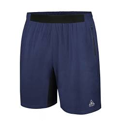 AMZSPORT Sport Shorts Herren Kurze Sporthose Laufhose mit Reißverschlusstaschen, Blau S von AMZSPORT