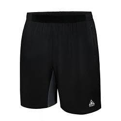 AMZSPORT Sport Shorts Herren Kurze Sporthose Laufhose mit Reißverschlusstaschen, Schwarz XXL von AMZSPORT