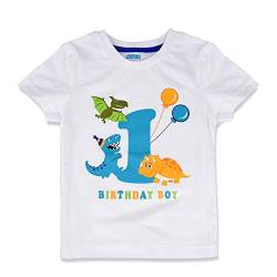 AMZTM Baby Dinosaurier Geburtstag Shirt - 1. Dino Party Jungen Geburtstag T-Shirt Kinder Baumwolle Kurzarm Weiß T-Rex Gedruckt Top Bekleidung von AMZTM