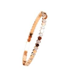 Armband Damen Sechseckiger Armband Ring Set S925 Silber AU750 18K. Goldfrau Hochzeitsfest-Boutique-Schmuck Armband (Color : Rose Gold Bracelet17_5) von AMair