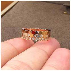 Armband Damen Sechseckiger Armband Ring Set S925 Silber AU750 18K. Goldfrau Hochzeitsfest-Boutique-Schmuck Armband (Color : Rose Ring 3 Set_5) von AMair