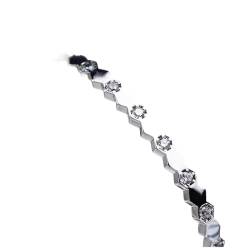 Armband Damen Sechseckiger Armband Ring Set S925 Silber AU750 18K. Goldfrau Hochzeitsfest-Boutique-Schmuck Armband (Color : Silver Bracelet 17CM_7) von AMair