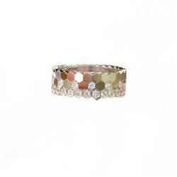 Armband Damen Sechseckiger Armband Ring Set S925 Silber AU750 18K. Goldfrau Hochzeitsfest-Boutique-Schmuck Armband (Color : Silver Ring 3 Set_5) von AMair