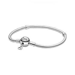 Armband damen Original 925 Silber Armband Schlangenkette Barrel Herzschließe Rose Gold DIY. Perlen Charms Armbänder Armreifen Luxus Schmuck Armband (Color : 6_17cm) von AMair