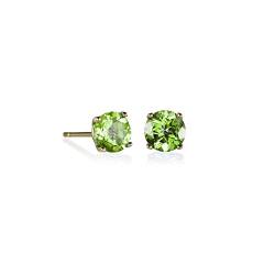 Anakao Ohrringe für Damen mit natürlichen Edelsteinen. Peridot Ohrstecker aus 9 Karat Gold, besetzt mit 6 mm Edelsteinen. Massiver Gold-Ohrschmuck für Frauen von ANAKAO