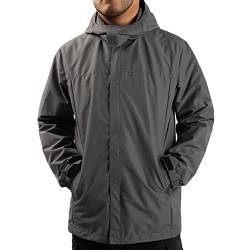 ANAYSN Herren Regen Jacke mit Kapuze wasserdicht leichte Jacke und Reißverschlusstaschen Regenmantel für Outdoor Camping Wandern(Grey-US,L) von ANAYSN