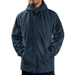 ANAYSN Herren Regenjacke mit Kapuze wasserdicht leichte Jacke und Reißverschlusstaschen Regenmantel für Outdoor-Camping Wandern (Navy, XL) von ANAYSN