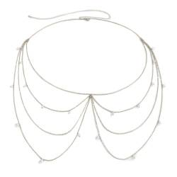 ANAZOZ Bauchkette Damen, Taillengürtel Damen Silber Körperschmuck Damen Sexy Dünn Kette mit Anhänger Perle von ANAZOZ