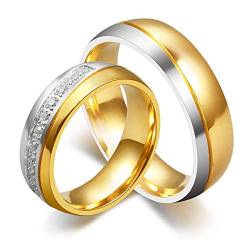 ANAZOZ Edelstahl Ringe Partnerringe, Ringe Für Herren Bicolor Größe 67 (21.3) Verlobungsring Paar Vergoldet 18k von ANAZOZ
