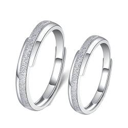 ANAZOZ Ehering Set Silber 925, Ringe mit Gravur Für Paare Verlobungsringe Verstellbar Silberner Mattring von ANAZOZ