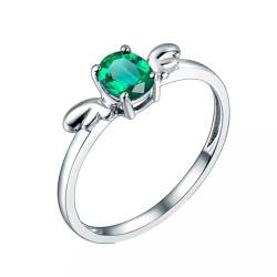 ANAZOZ Ehering Silber Damen, Solitär Ring Damen Verlobungsring mit Labor Smaragd 0,5 Karat größe 58 (18.5) von ANAZOZ
