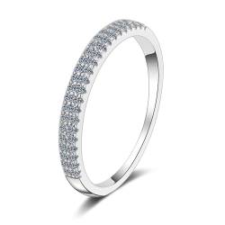 ANAZOZ Eheringe 750 Weißgold, Damen Ring größe 53 | Kleine Ringe für Finger mit Labor Diamant 0,23 karat D-VVS1 oder VVS2 von ANAZOZ
