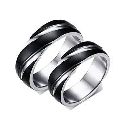 ANAZOZ Eheringe Paarpreis Edelstahl 6mm Twisted Bicolor Poliert Herren Ringe Partnerringe Bandringe Herren Ring Breit Schwarz mit Kostenlos Gravur Frau gr.65 und Mann gr.65 von ANAZOZ