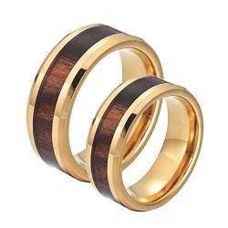 ANAZOZ Freundschaftsringe Wolfram, Personalisierte Ringe Paare Eheringe gr.54 und gr 62 Gold Holz Ring Breit 8mm mit Abgeschrägter Kante von ANAZOZ