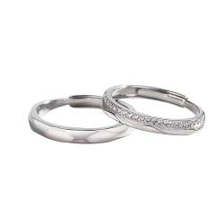ANAZOZ Hochzeitringset Silber 925, Verlobungsringe Paar Verstellbar Facettenreich und Herzförmig mit Zirkonia von ANAZOZ