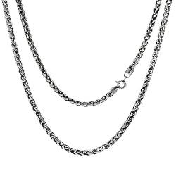ANAZOZ Kette für Anhänger Silber Damen 65 cm, Hip Hop Halskette Herren Weizenkette Silber 3mm Breit von ANAZOZ