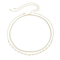 ANAZOZ Kettengürtel Punk, Taille Kette Damen Gold Körperketten für Frauen Sexy Doppel Kette mit Zirkonia von ANAZOZ