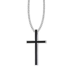 ANAZOZ Kreuz Halskette Silber Herren, Halsketten für Herren 60cm Kreuzanhänger mit Emaille von ANAZOZ