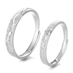 ANAZOZ Offener Ring Silber 999, Ringe Paar Verstellbar für Sie und Ihn Eheringe Vintage-Ring In Rosenform von ANAZOZ