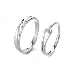 ANAZOZ Paar Ringe Silber 999 Verstellbar, Personalisierte Ringe Paare Eheringe Wellen und Knotenring von ANAZOZ