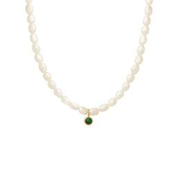 ANAZOZ Perlenkette Damen, Choker Halskette Elegant Verstellbar 34+7cm Perlenkette mit Zirkonia von ANAZOZ