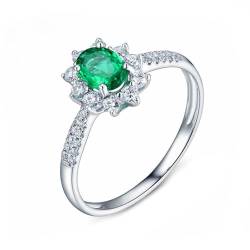 ANAZOZ Ring 925 Silber Damen, Damen Hochzeit Ringe Modeschmuck mit Labor Smaragd 0,5 Karat und Moissanite größe 52 (16.6) von ANAZOZ
