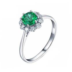 ANAZOZ Ring 925 Silber Damen, Hochzeit Ringe Damen Modeschmuck mit Labor Smaragd 0,5 Karat und Moissanite größe 49 (15.6) von ANAZOZ