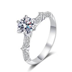 ANAZOZ Ring Damen Gold 585, Eheringe Damen größe 51 | Hochzeit Ringe mit Labor Diamant Rund 1 karat D-VVS1 oder VVS2 von ANAZOZ