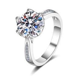 ANAZOZ Ring Damen Gold 585, Eheringe Damen größe 62 | Verlobungsring mit Labor Diamant 3 karat, D-VVS1 oder VVS2 von ANAZOZ
