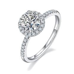 ANAZOZ Ring Damen Gold 750, Eheringe Damen größe 57 | Halo Ring mit Labor Diamant 1 karat D-VVS1 oder VVS2 von ANAZOZ