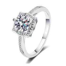 ANAZOZ Ring Echt Gold 585, Hochzeit Ringe Damen größe 53 | Eheringe mit Labor Diamant 1 karat D-VVS1 oder VVS2 von ANAZOZ