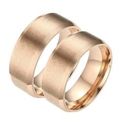 ANAZOZ Ring Edelstahl Eheringe, Ringe Partnerringe mit Gravur Damen gr.49 und Herren gr.57 8mm Roségoldring mit Abgeschrägter Kante von ANAZOZ