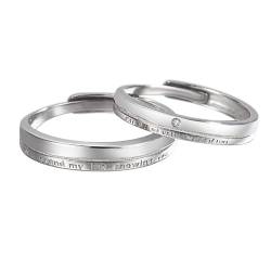 ANAZOZ Ring für Damen Silber 925, Freundschaftsringe Verstellbar Schlichtes Ringband mit Zirkonia von ANAZOZ