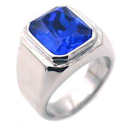 ANAZOZ Ringe Für Herren Edelstahl, Ring Mit Gravur Männer Personalisiert Silberring Mit Blauem Zirkonia Größe 71 (22.6) von ANAZOZ