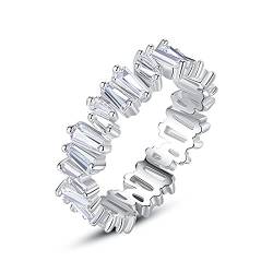 ANAZOZ Ringe Silber 925 Frauen mit Brillanten, Verlobungsring Damen Schmal Größe 60 (19.1) Tennisring mit Baguette Zirkonia von ANAZOZ