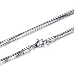 ANAZOZ Schlangenkette Silber, Kette Edelstahl Damen Ohne Anhänger 61cm Schlangenkette 3mm von ANAZOZ