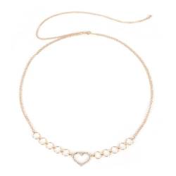 ANAZOZ Taillenkette Damen, Kettengürtel Punk Gold Körperschmuck Damen Boho Hohl Kreis Herz Zirkonia mit Quaste von ANAZOZ