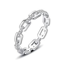 ANAZOZ Trauringe Silber 925 Damen, Ringe für Damen Kleine Finger Größe 52 (16.6) Kettenring mit Zirkonia von ANAZOZ