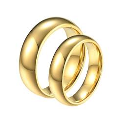 ANAZOZ Wolfram Ringe Eheringe, Hochzeit Ringe Paar Personalisierte Damen gr.60 und Herren gr.65 Polierter Goldring 8mm 6mm von ANAZOZ