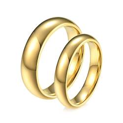 ANAZOZ Wolfram Ringe Eheringe, Personalisierte Ringe Paare Hochzeit Damen gr.52 und Herren gr.62 Polierter Goldring 4mm 6mm von ANAZOZ