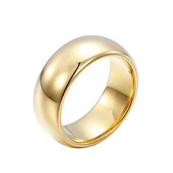 ANAZOZ Wolfram Ringe Eheringe Herren, Personalisierte Ringe Damen Verlobungsring größe 67 8 mm Goldring Plain Dome Hochglanzpoliert von ANAZOZ