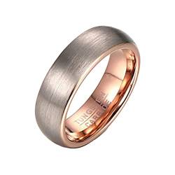 ANAZOZ Wolfram Ringe Herren, Ring Mit Gravur Damen Personalisiert Trauringe größe 67 Gebürsteter Ring Breit 6mm Rosegold von ANAZOZ